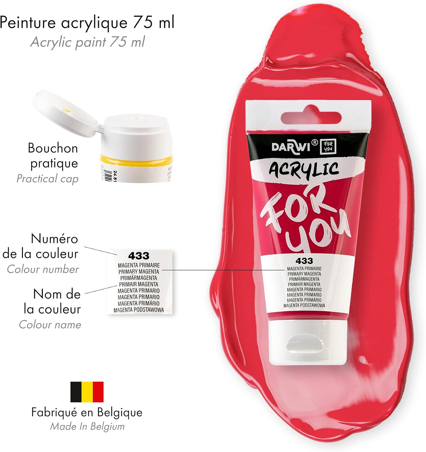 DARWI FOR YOU Acrylic 75ml Primary Magenta (433)
