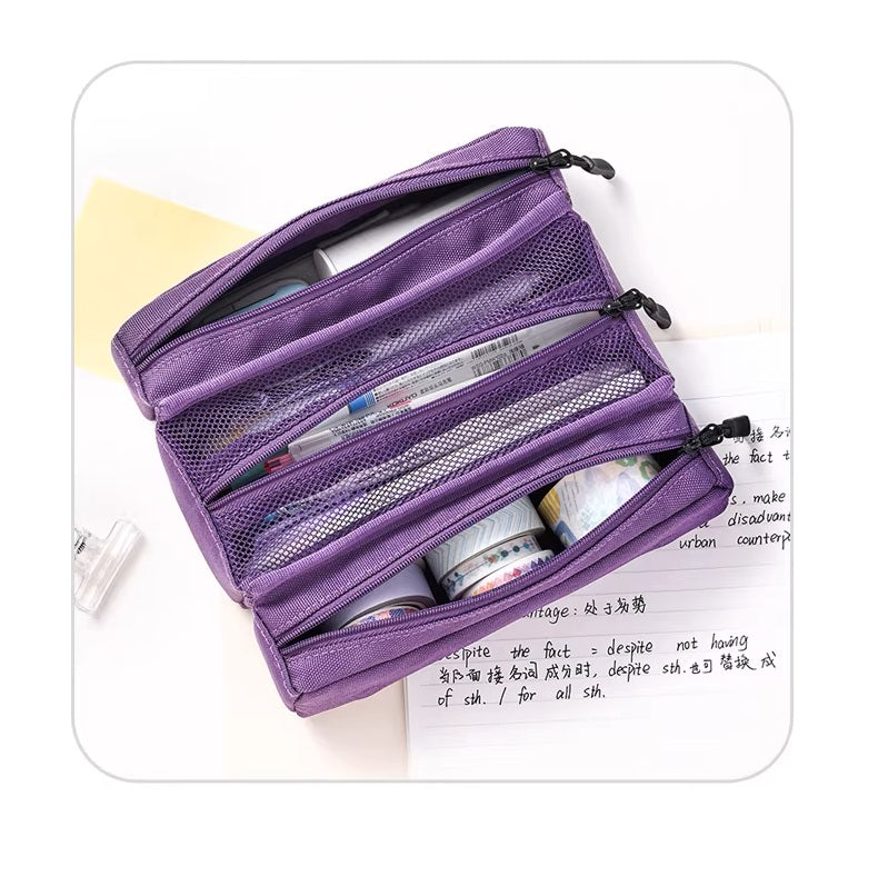 KOKUYO Campus Large Capacity 3-Compartment Pencase Navy (WSG-PC363DB)