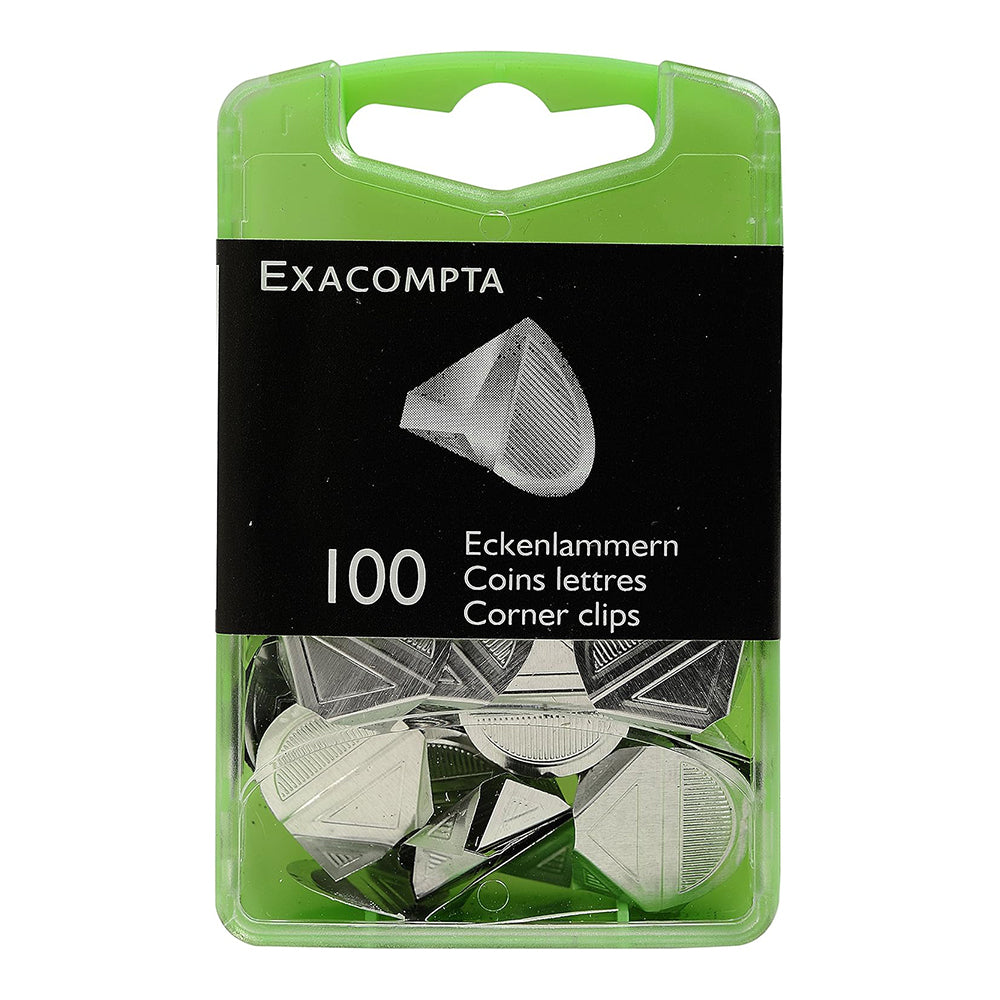 EXACOMPTA Corner Paper Clips Box of 100 Silver