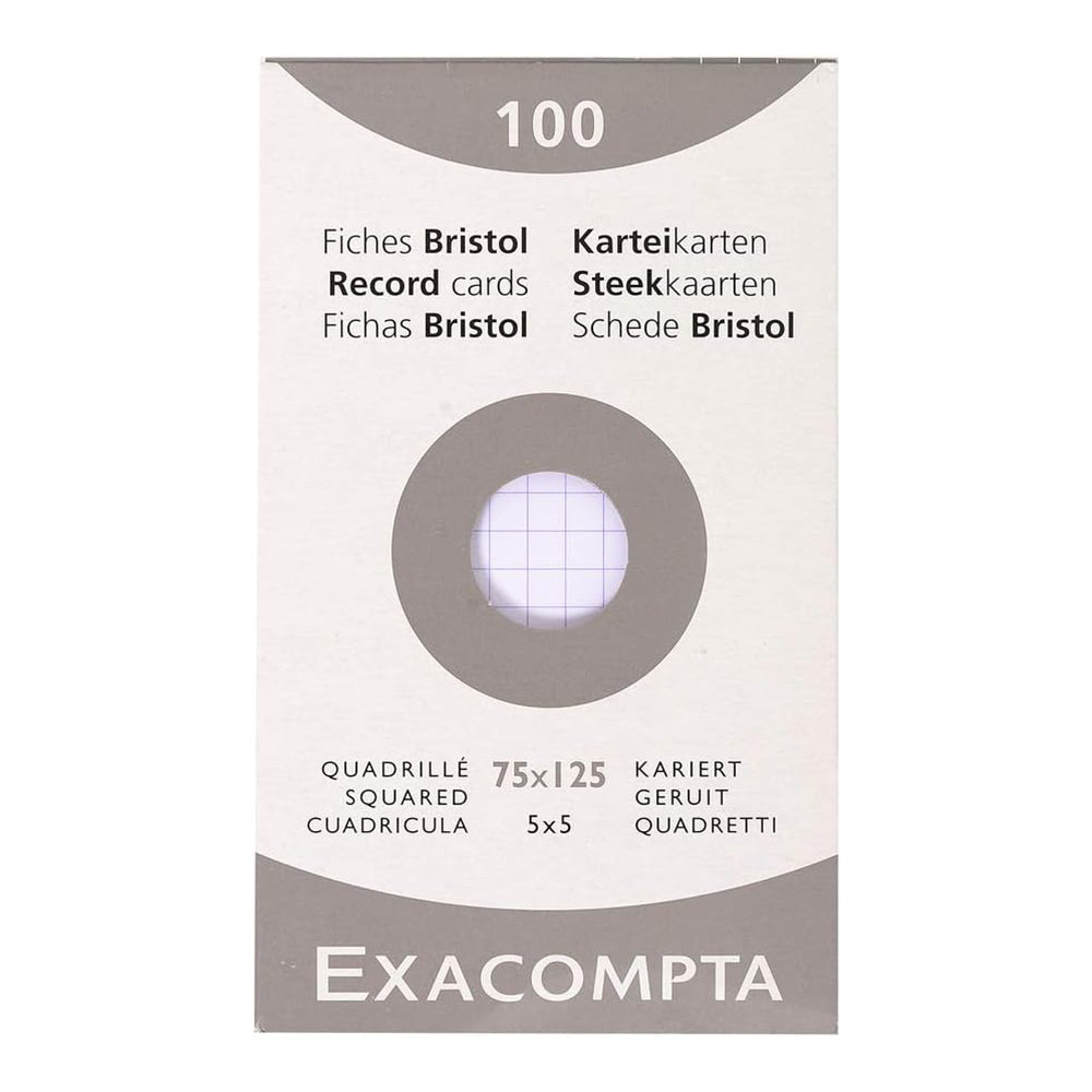 EXACOMPTA Record Cards White Case of 100 75x125mm / Squared
