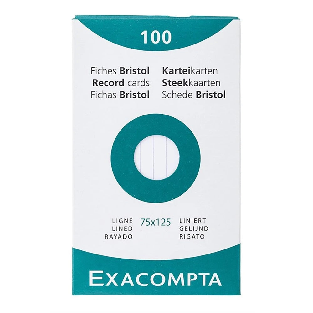 EXACOMPTA Record Cards White Case of 100 75x125mm / Lined