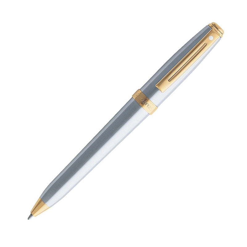 SHEAFFER Prelude 342 Brushed Chrome with Gold Trim Ballpoint Pen
