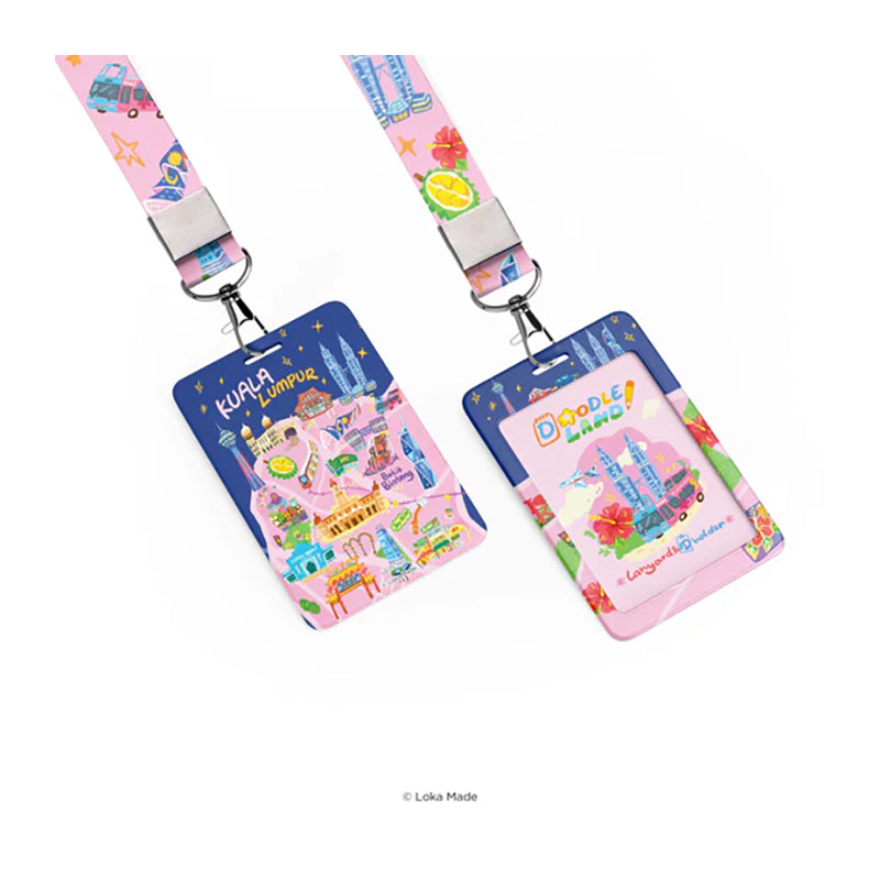 LOKAMADE Doodle Land Lanyard & ID Card Holder LD-DL-001: City Walk in Kuala Lumpur