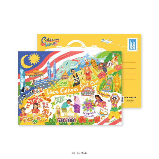 LOKAMADE Doodle Land Postcard MCP-DL-009: Where Cultures Spilled Over