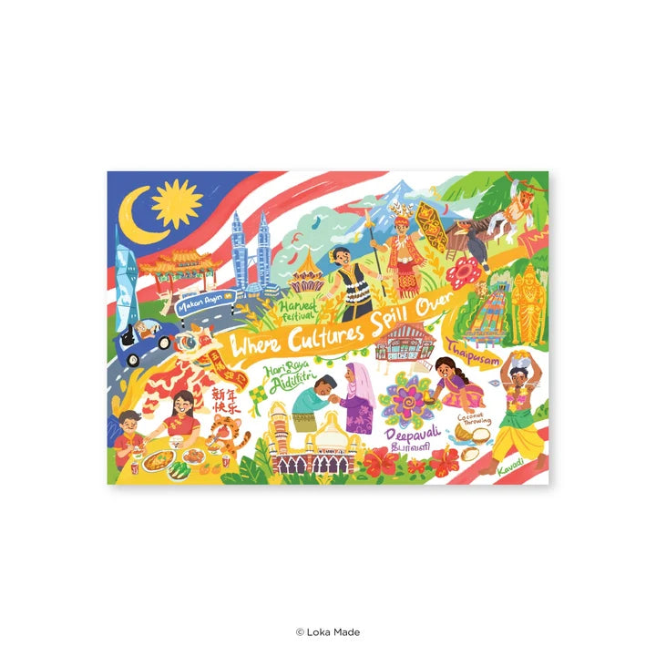 LOKAMADE Doodle Land Postcard MCP-DL-009: Where Cultures Spilled Over