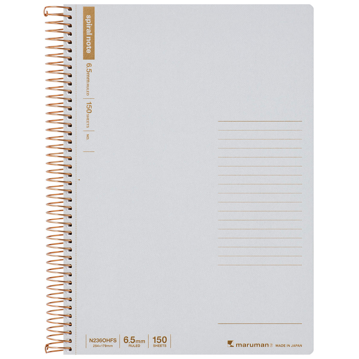 MARUMAN Spiral Note Basic 6.5mm Ruled 150s B5 / 150 Sheets / Grey