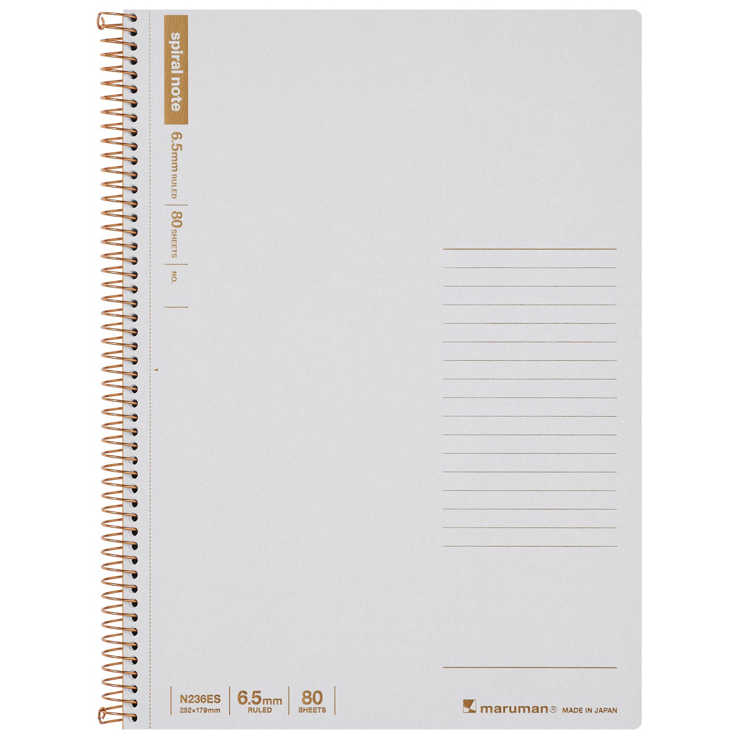 MARUMAN Spiral Note Basic 6.5mm Ruled 150s B5 / 80 Sheets / Grey