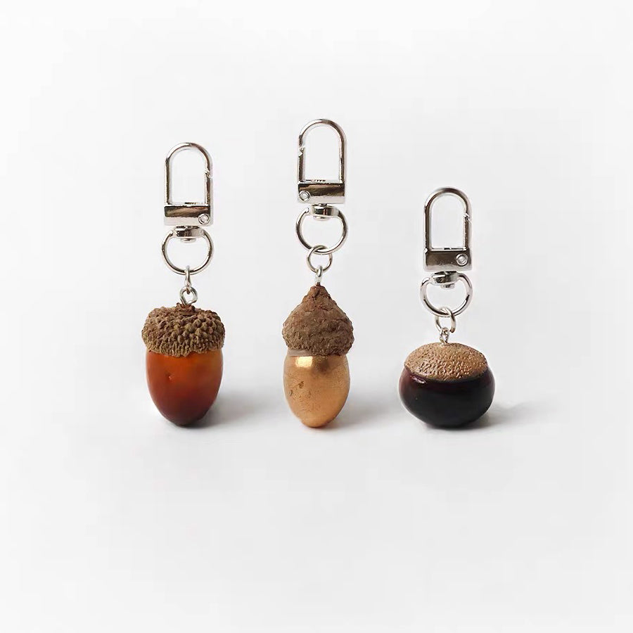 JIPPURI Keychain Nuts Golden Acorn