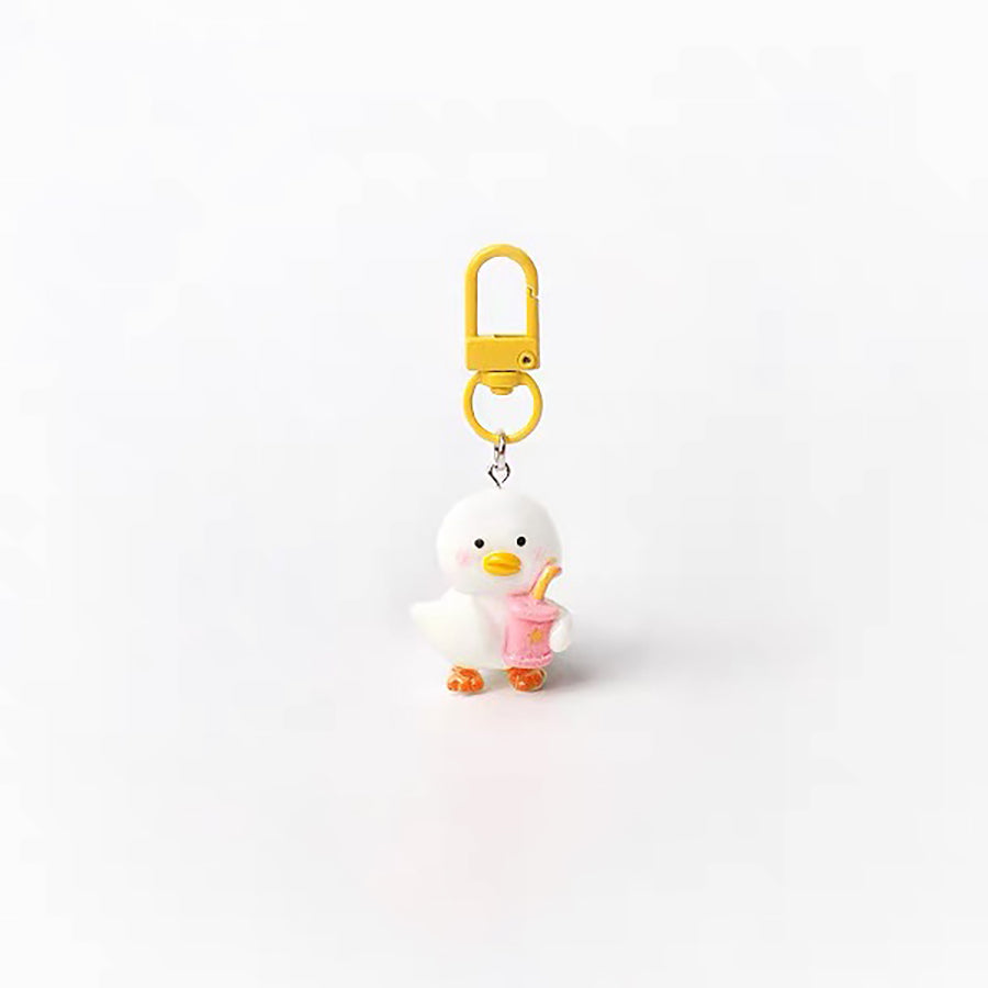 JIPPURI Keychain Milk Tea Duck Pink Milk Tea