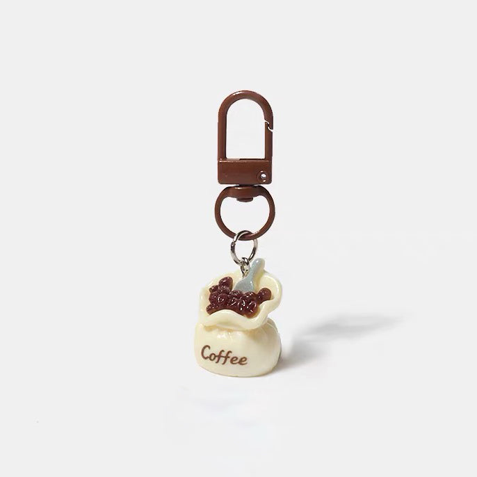 JIPPURI Keychain Cafe Coffee Bag with Spoon