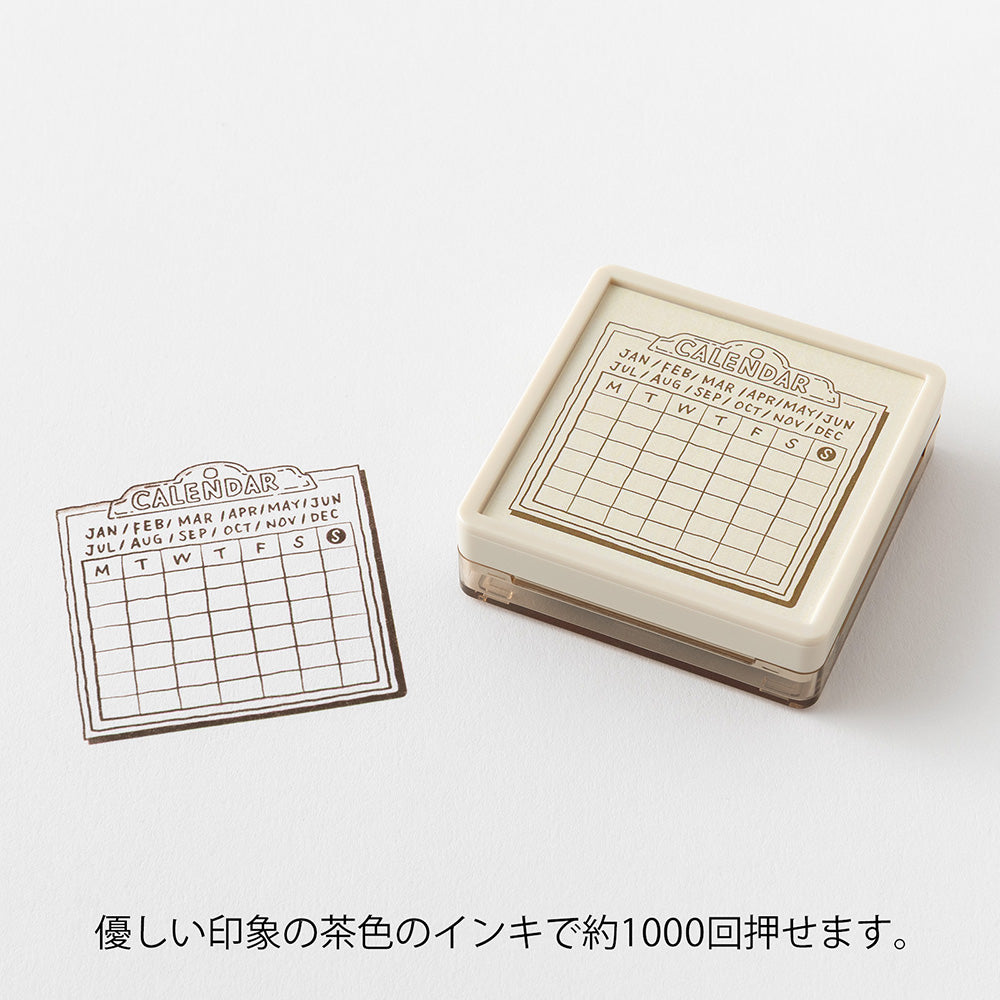 MIDORI Paintable Stamp Pre-Inked Brown Calendar Monday Start