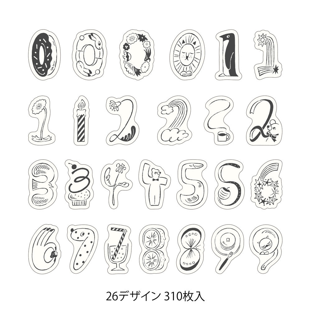 MIDORI Yuru Log Roll Sticker Numbers