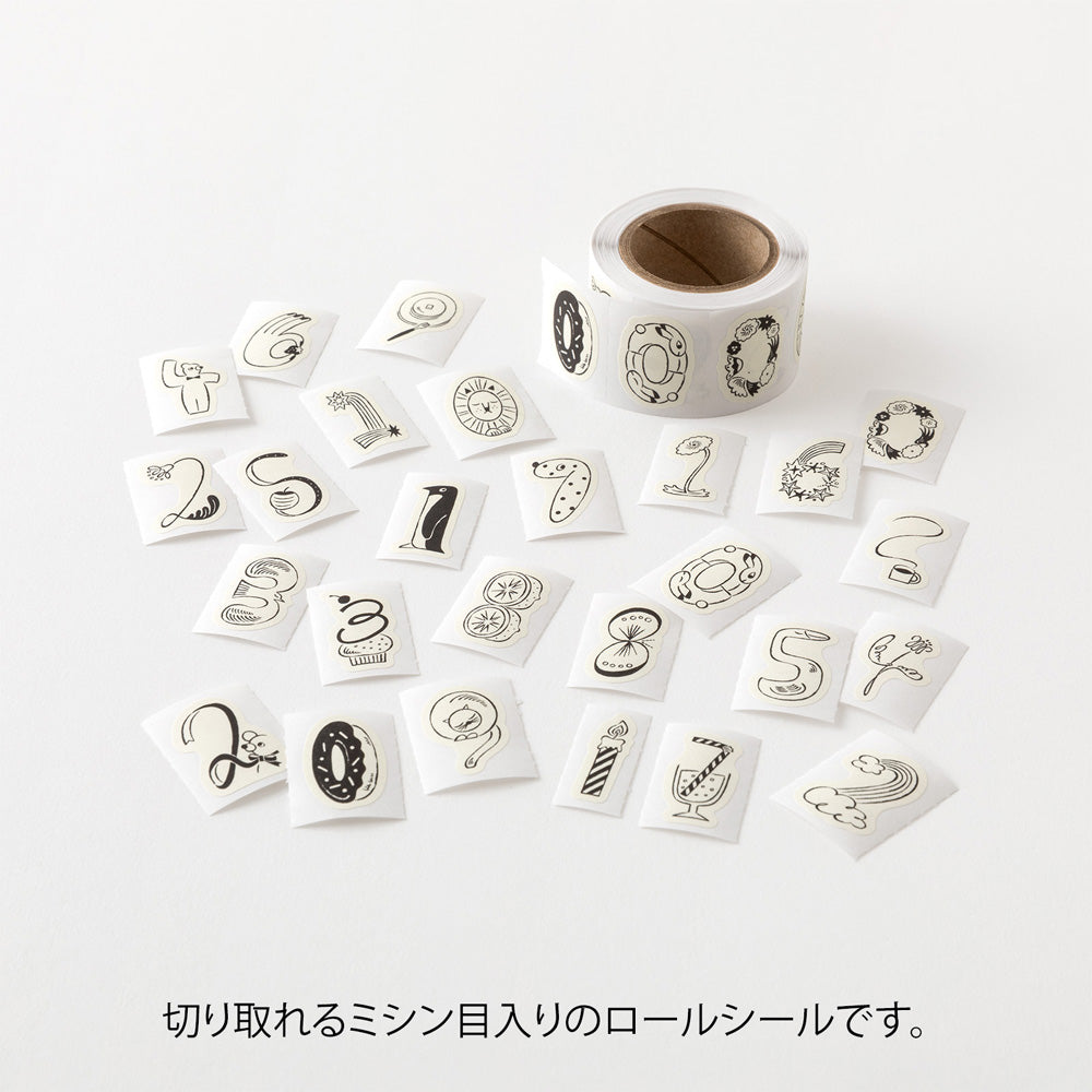 MIDORI Yuru Log Roll Sticker Numbers