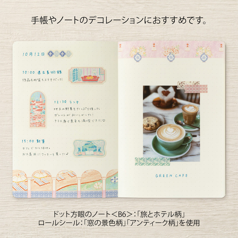 MIDORI Yuru Log Roll Sticker Antique