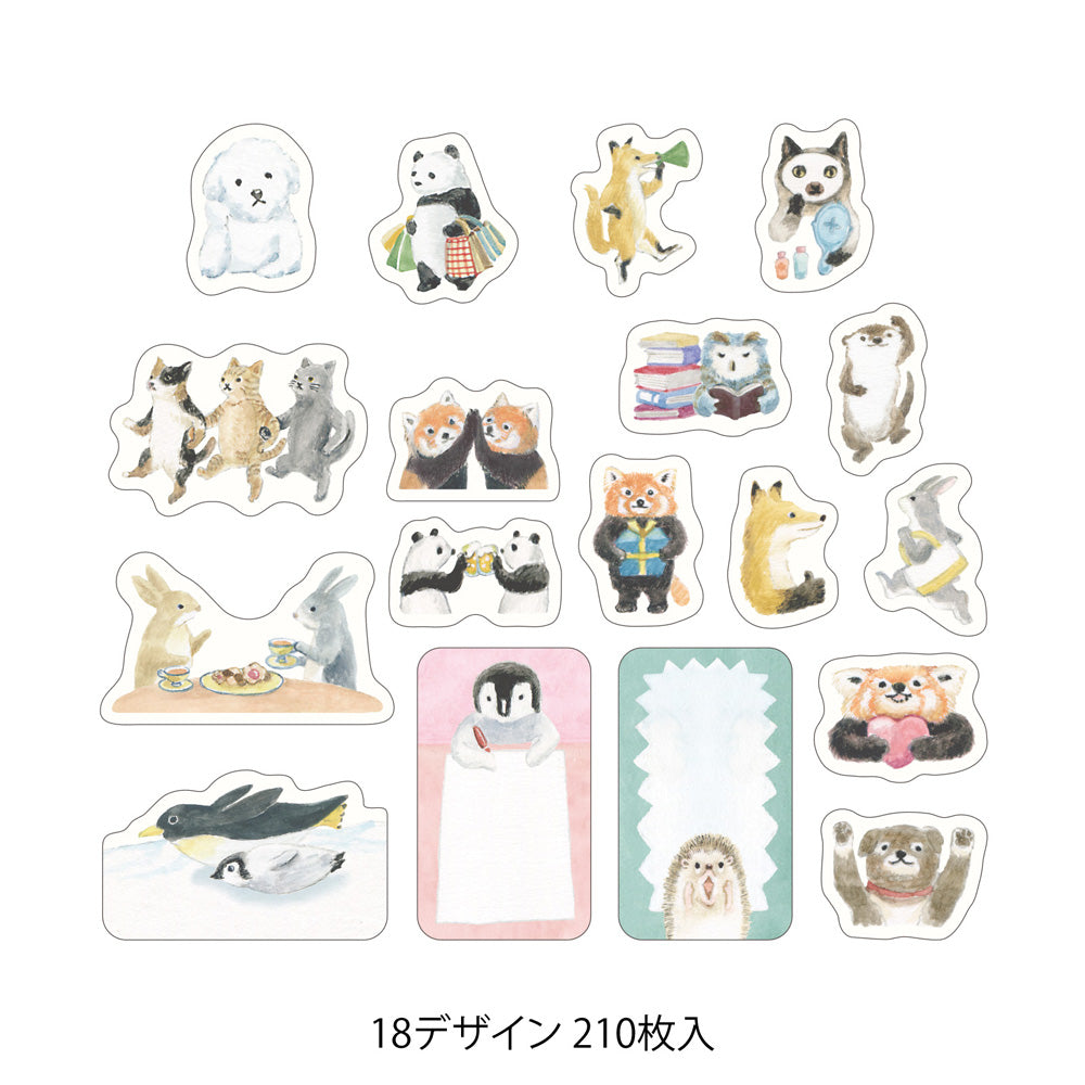 MIDORI Yuru Log Roll Sticker Animal Emotions