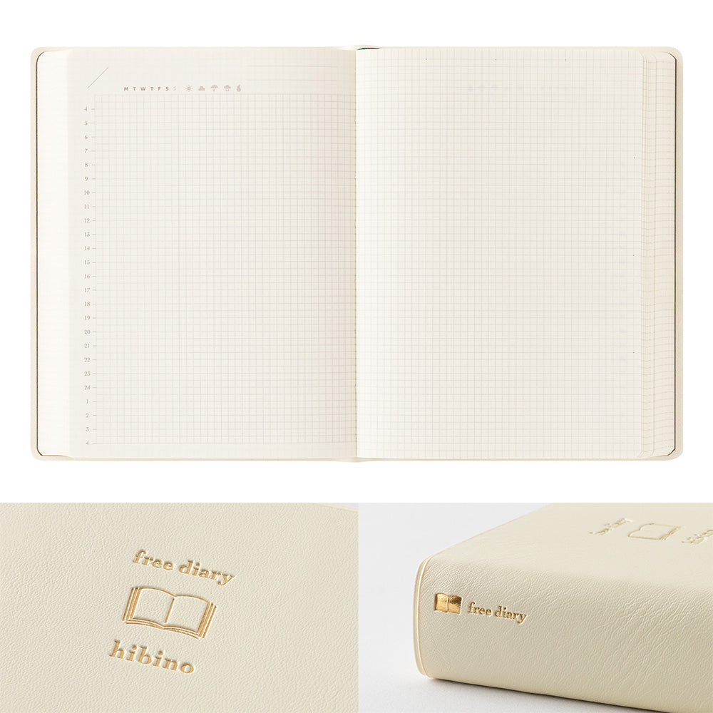 MIDORI Notebook Hibino Free Diary A6 Ivory
