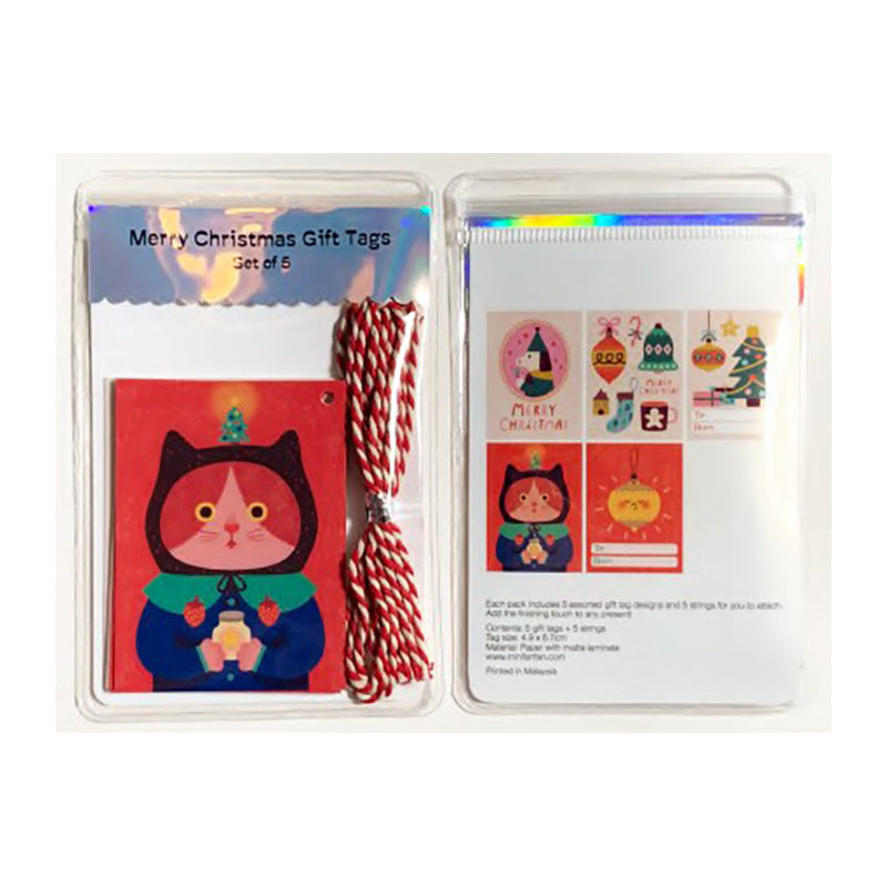 MINIFANFAN Gift Tag Merry Christmas Set of 5