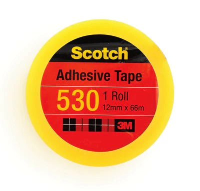 3M Scotch Adhesive Tape 530 12mmx66M 3" 1 box