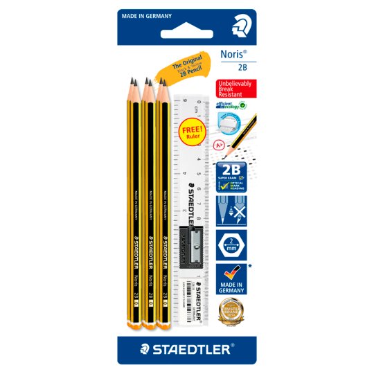 STAEDTLER Noris 2B 120 6s+Eraser+Sharpener+Ruler