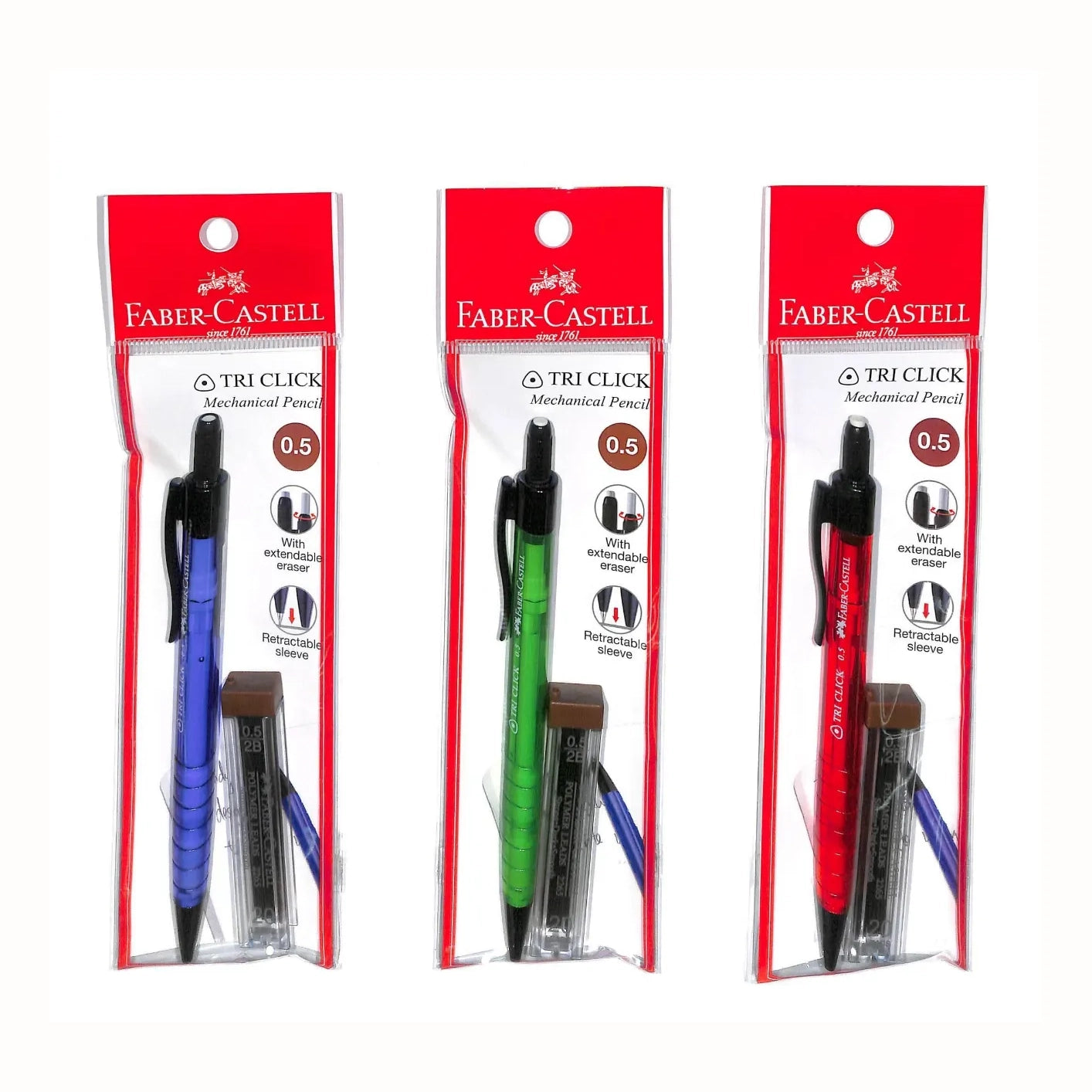 FABER-CASTELL Mechanical Pencil 136002 Tri Click 0.5mm 1s Classic Colours
