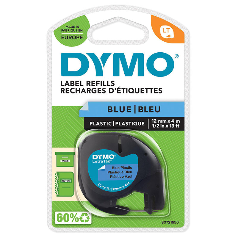 DYMO LetraTag Label Refills 12mmx4M Plastic-Blue