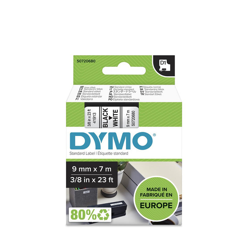 DYMO Label Manager Tape D1 9mmx7M Black on White