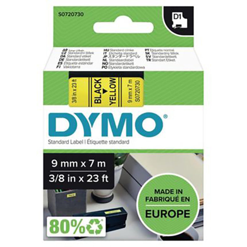 DYMO Label Manager Tape D1 9mmx7M Black on Yellow