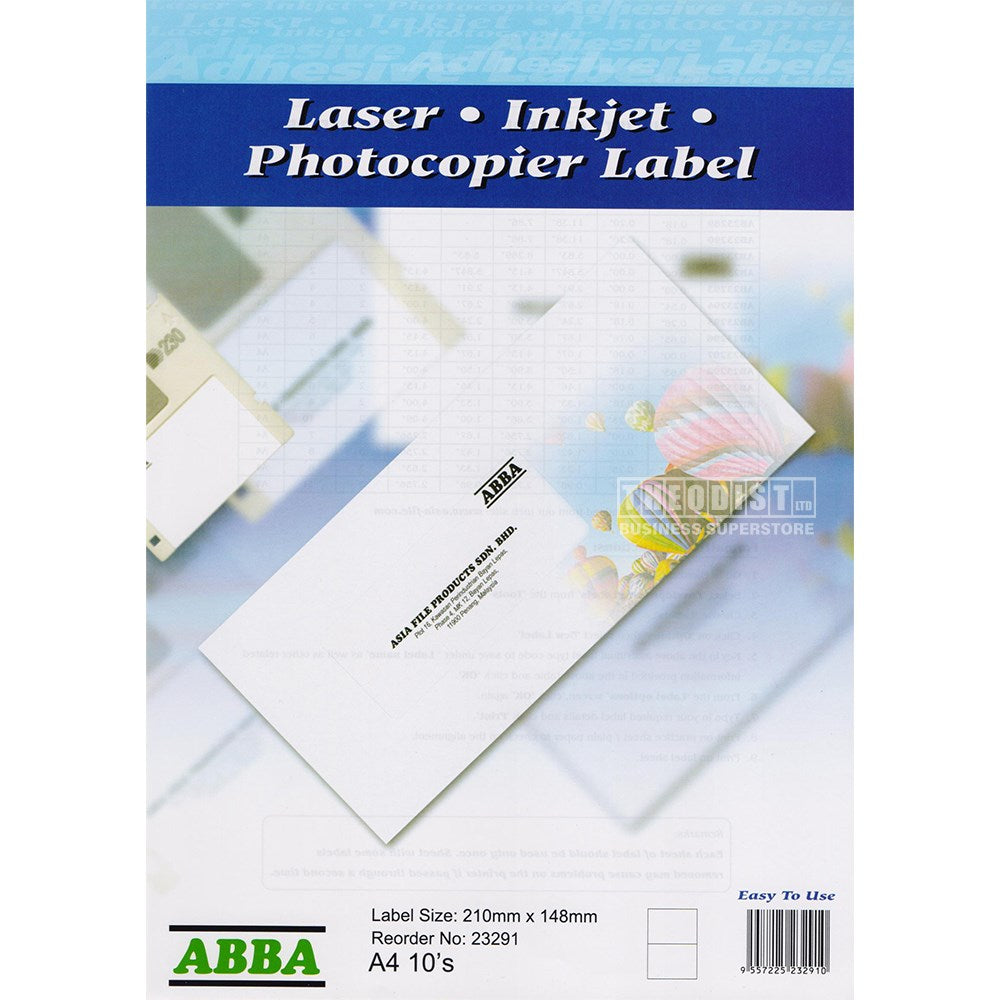 ABBA A4 Label Sticker 23291 210x148mm 2Labels