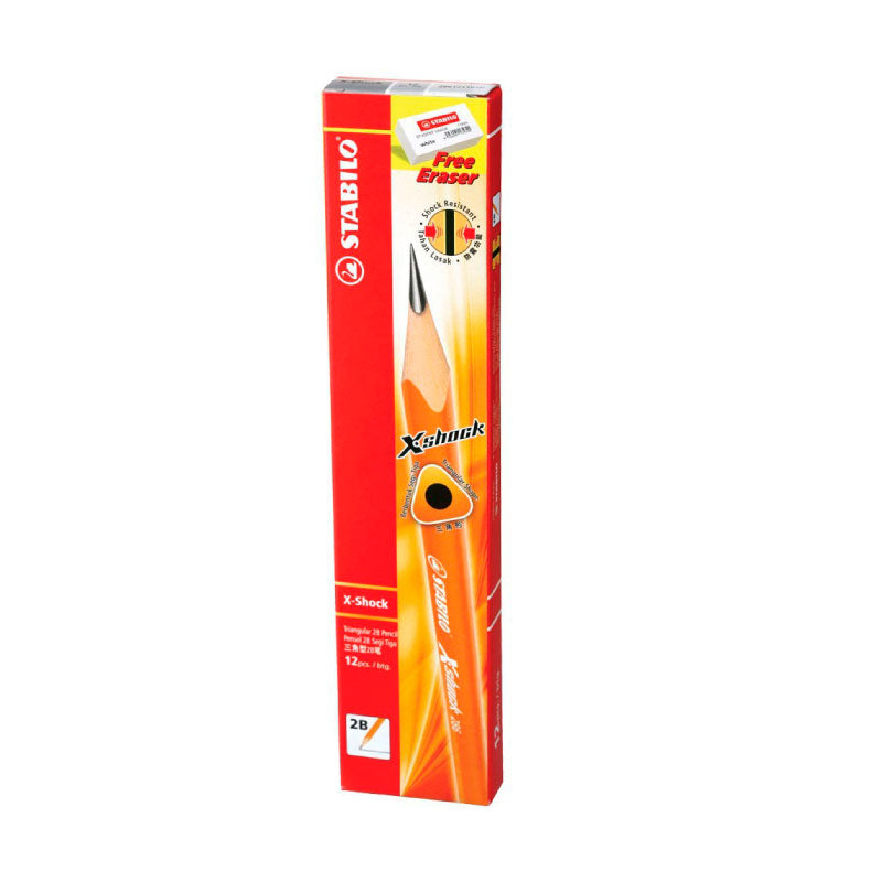 STABILO X-Shock 286 2B Pencil 12s+Eraser 1182N