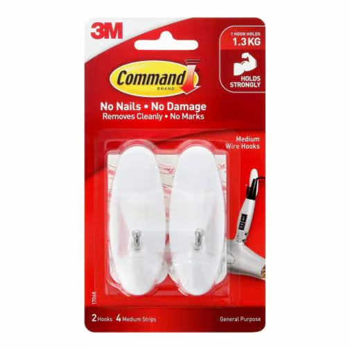 3M Command General Hooks 17068 Wire-Medium 2HK+4ST