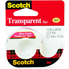 3M Scotch 144 Transparent Tape 1/2"x500"