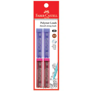 FABER-CASTELL Polymer Leads 226520 2B 0.5mm w/Eraser 4s