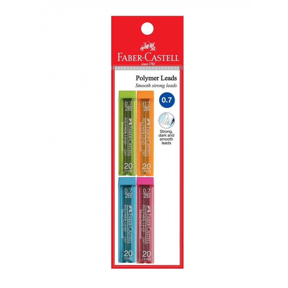 FABER-CASTELL Polymer Leads 226721 2B 0.7mm w/Eraser 4s