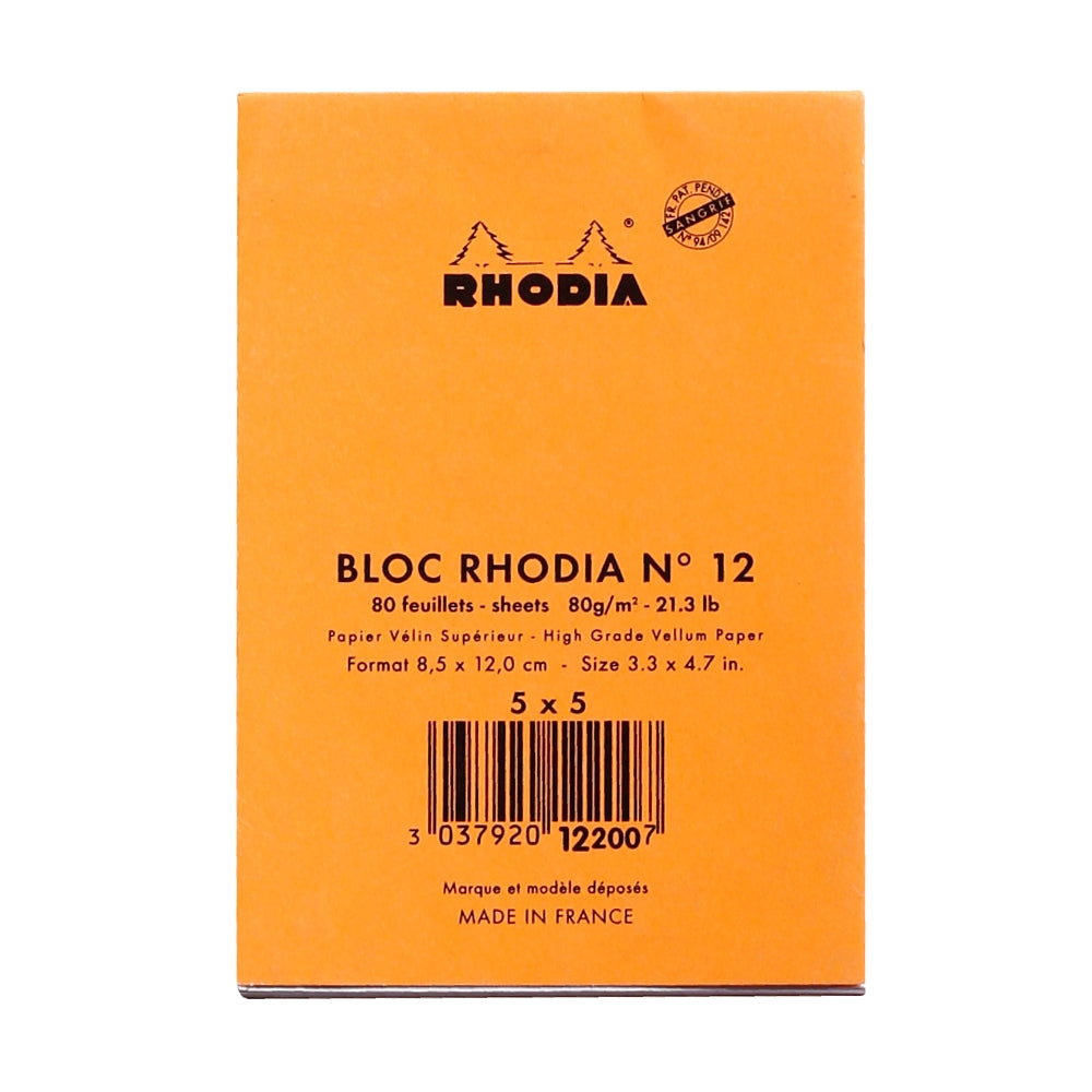 RHODIA Basics No.12 85x120mm 5x5 Sq hsp Orange Default Title
