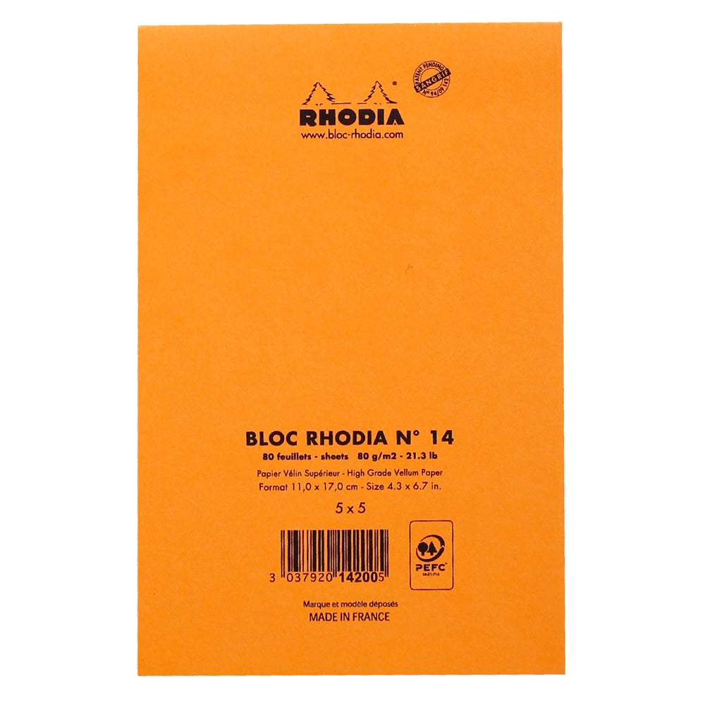 RHODIA Basics No.14 110x170mm 5x5 Sq hsp Orange Default Title