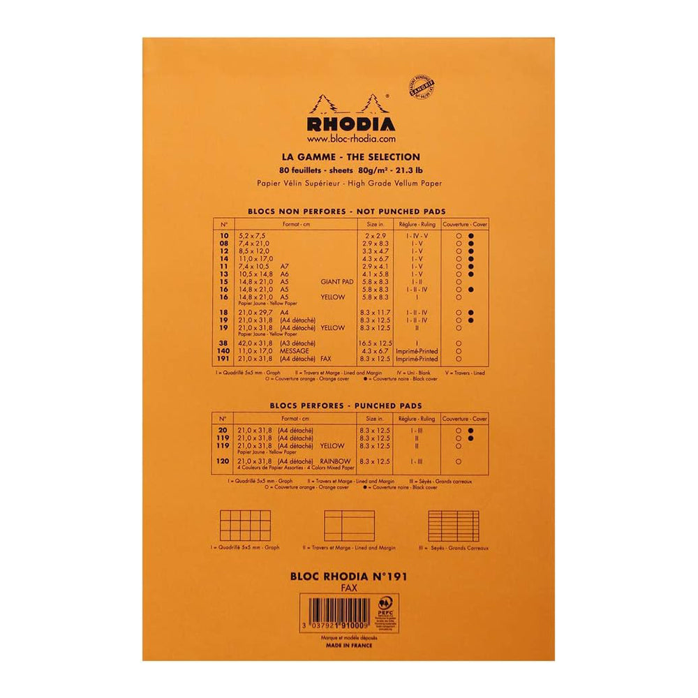 RHODIA Basics Fax No.191 A4+ 210x318mm Orange