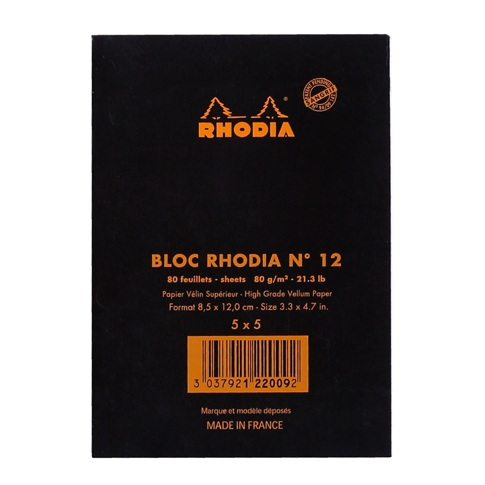 RHODIA Basics No.12 85x120mm 5x5 Sq hsp Black Default Title