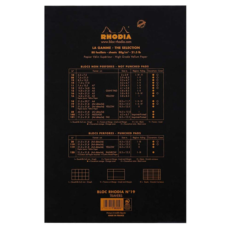 RHODIA Basics No.19 A4+-210x318mm Lined+Margin hsp Black Default Title