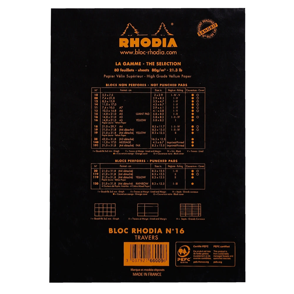 RHODIA Basics No.16 A5 148x210mm Lined+Margin hsp Black Default Title