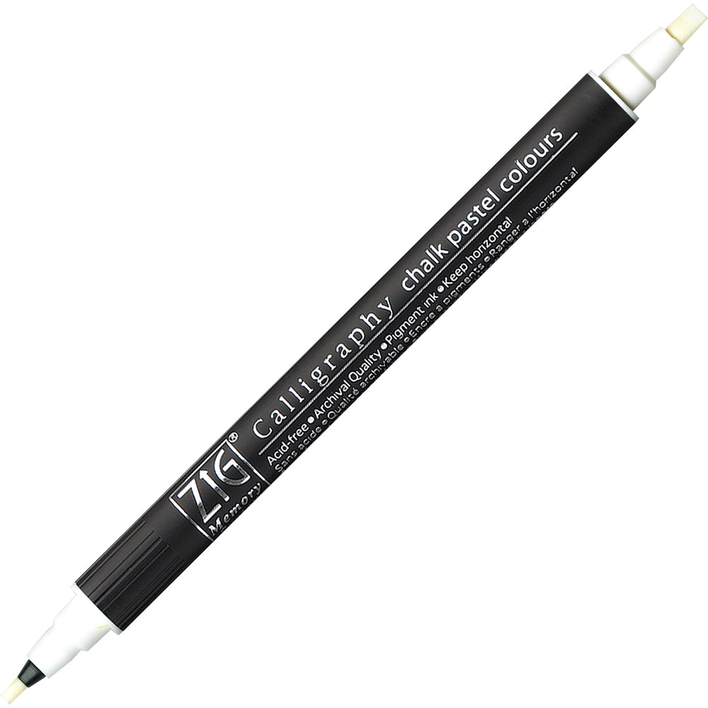 ZIG MS Calligraphy Twin Tip Mkr Chalk Pastel White Default Title