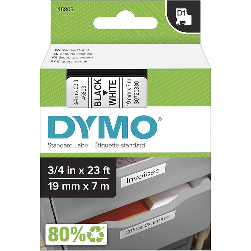 DYMO Label Manager Tape D1 19mmx7M Black on White