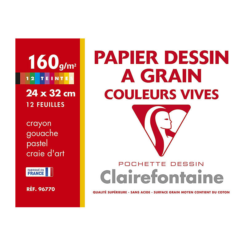 CLAIREFONTAINE Etival Drawing Paper 24x32cm 160g 12s Assorted Default Title