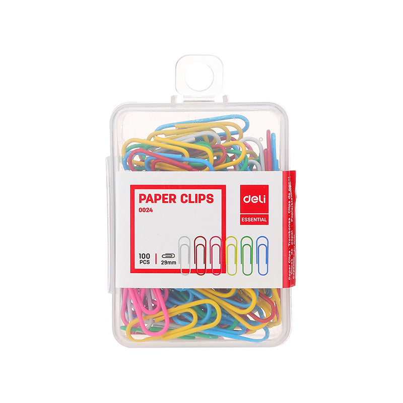 DELI Colour Paper Clip E0024 Plastic Box-29mm Default Title