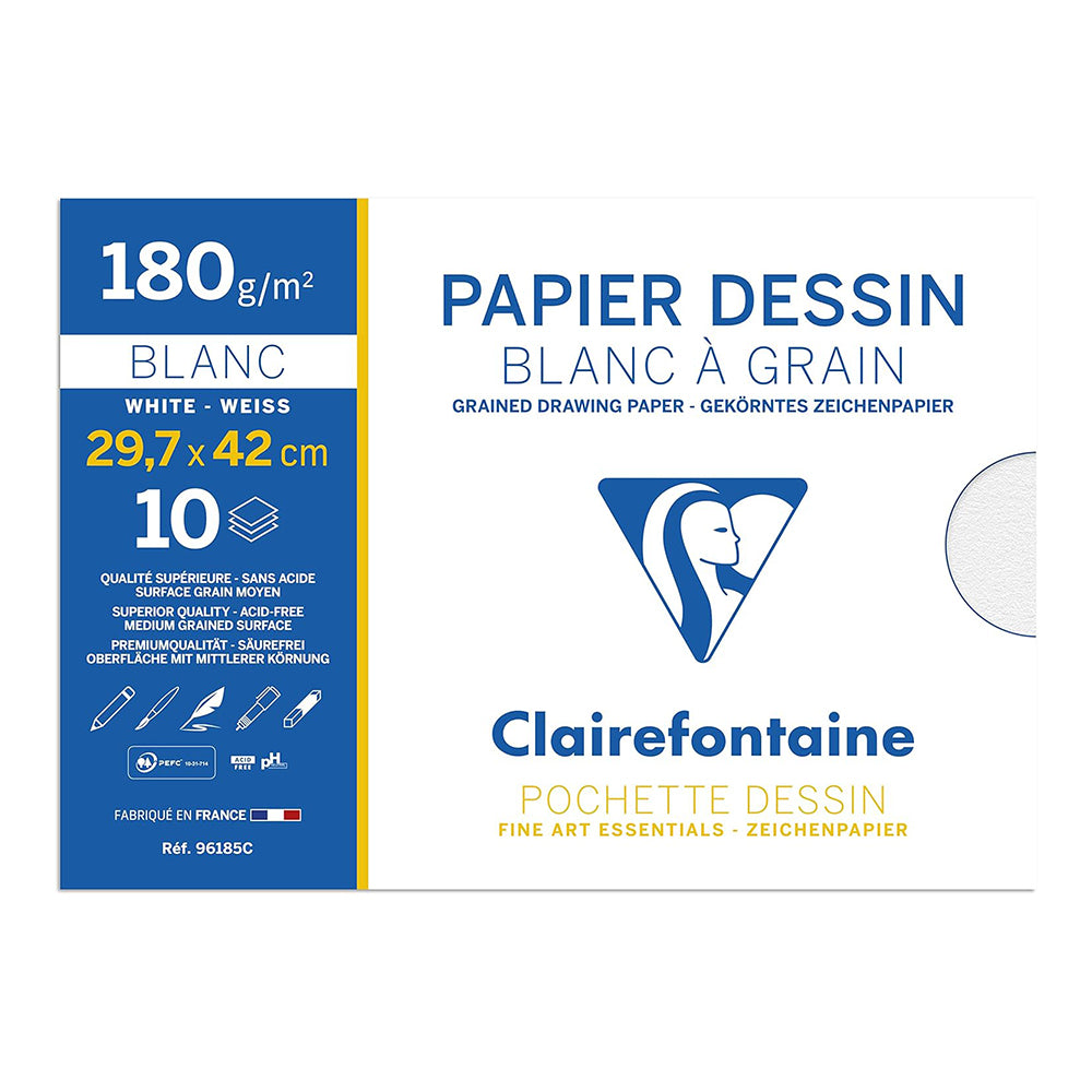 CLAIREFONTAINE White Grained Drawing Paper A3 180g 10s