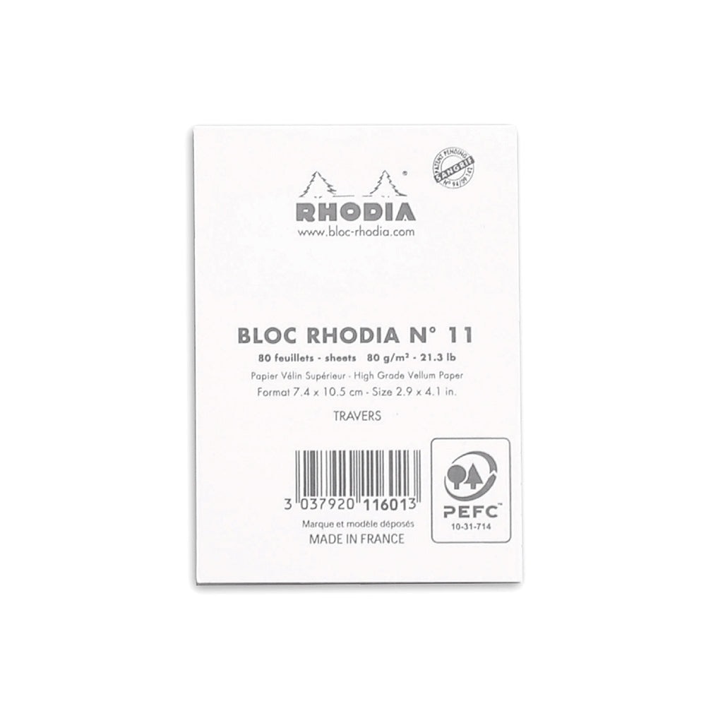 RHODIA Basics No.11 A7 74x105mm Lined hsp White Default Title