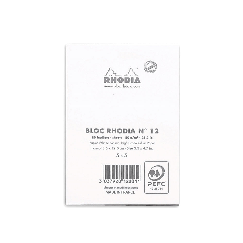 RHODIA Basics No.12 85x120mm 5x5 Sq hsp White Default Title