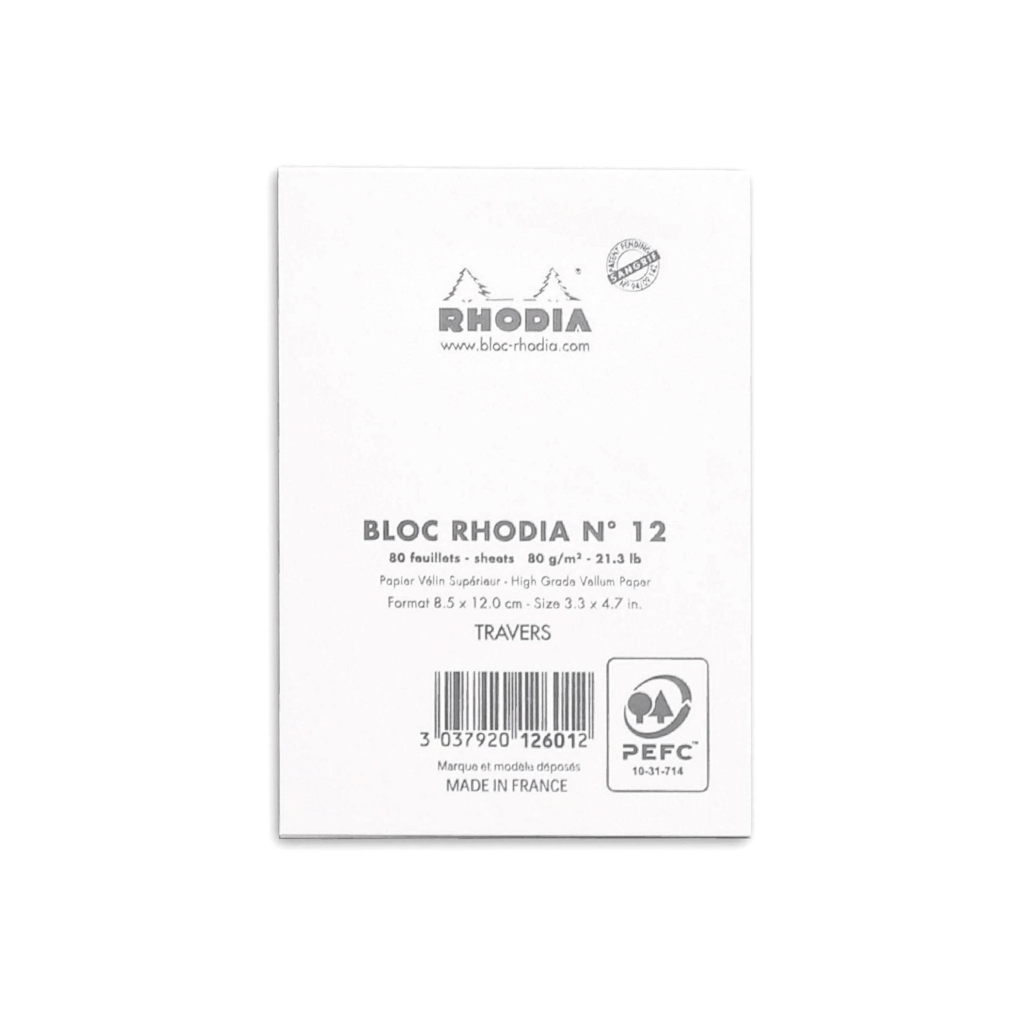 RHODIA Basics No.12 85x120mm Lined hsp White Default Title