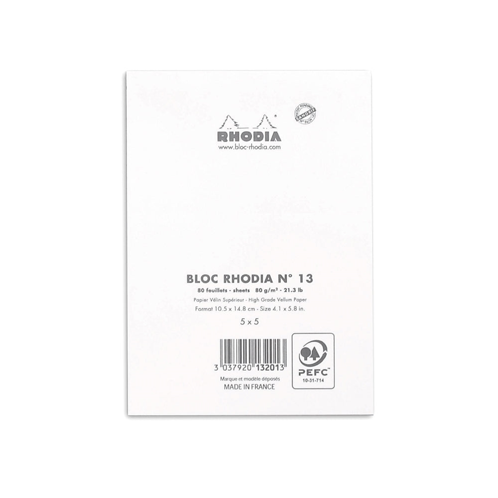RHODIA Basics No.13 A6 105x148mm 5x5 Sq hsp White Default Title