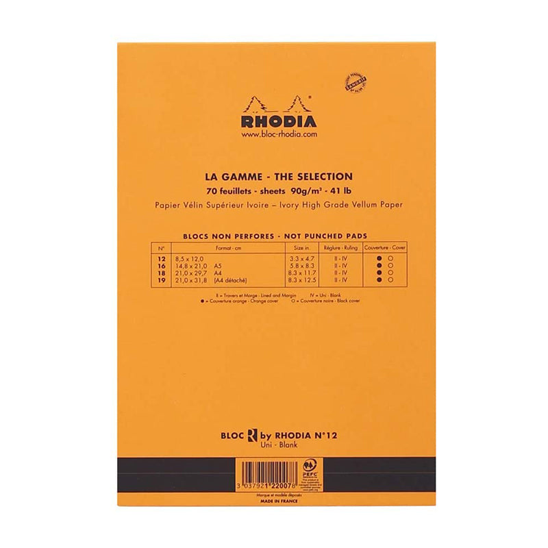RHODIA Basics Le R No.12 85x120mm Plain hsp Orange Default Title