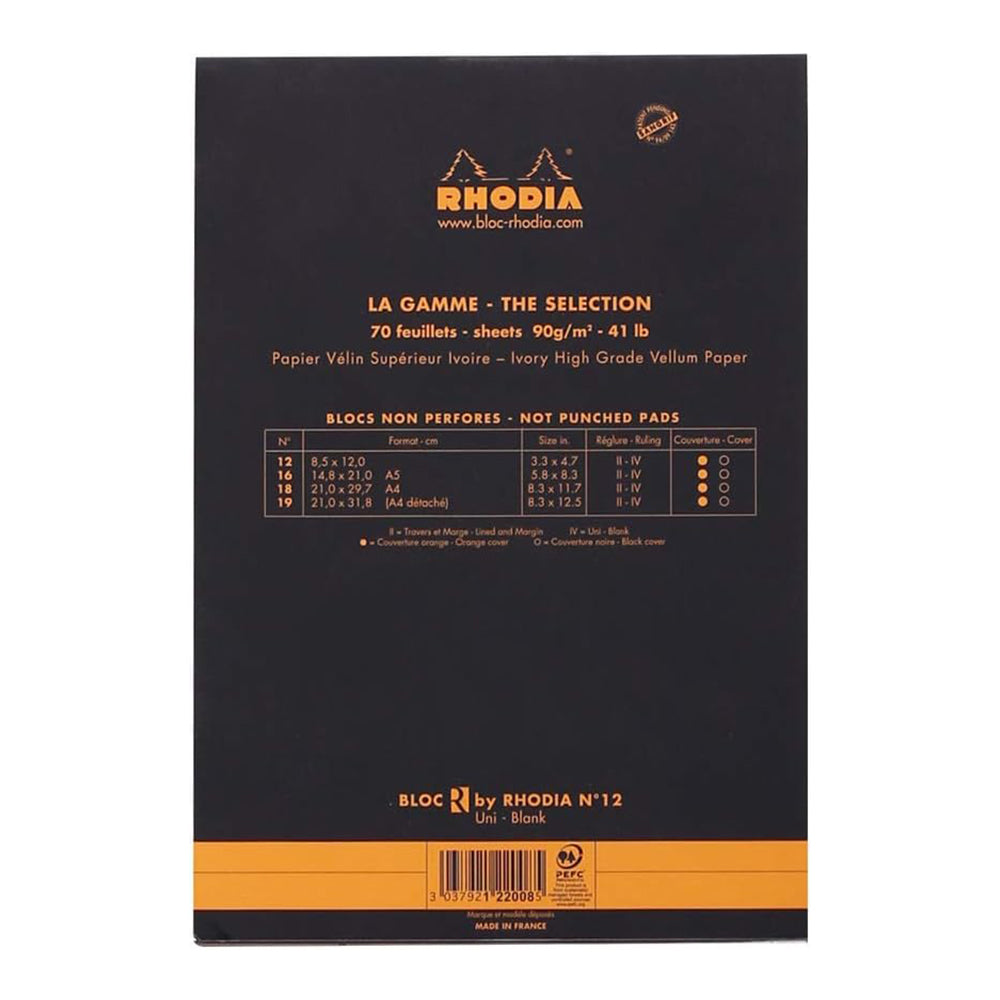 RHODIA Basics Le R No.12 85x120mm Plain hsp Black